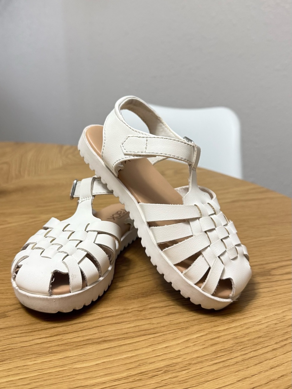Little Explorer White Woven Huarache Sandals